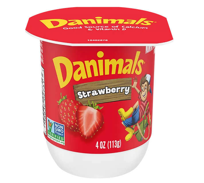 Danimals Nonfat Yogurt, Strawberry, 4oz, 48ct