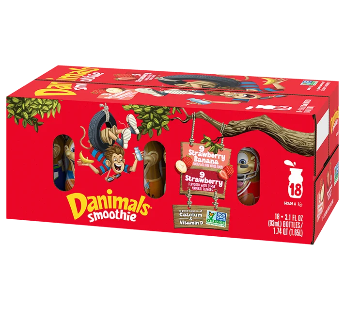 Danimals Strawberry and Strawberry Banana Smoothies 18pck